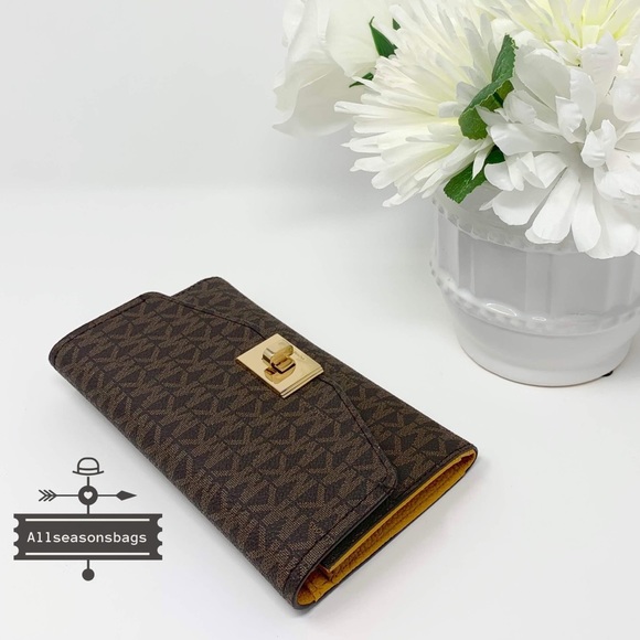 Michael Kors Cassie Large trifold Wallet brown new - Picture 4 of 6